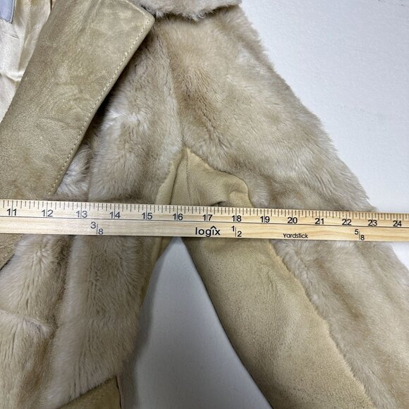 VTG Lilli Ann Faux Fur Trench Belt Rope Coat Jacket Women OS England Made 90s - Picture 8 of 16